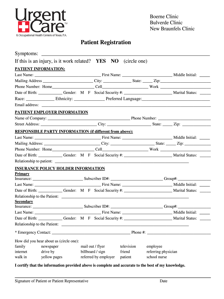 Urgent Care Patient Forms Fill Out Sign Online DocHub